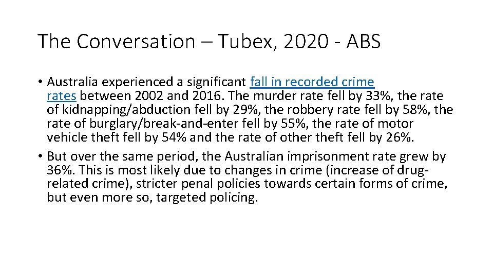 The Conversation – Tubex, 2020 - ABS • Australia experienced a significant fall in