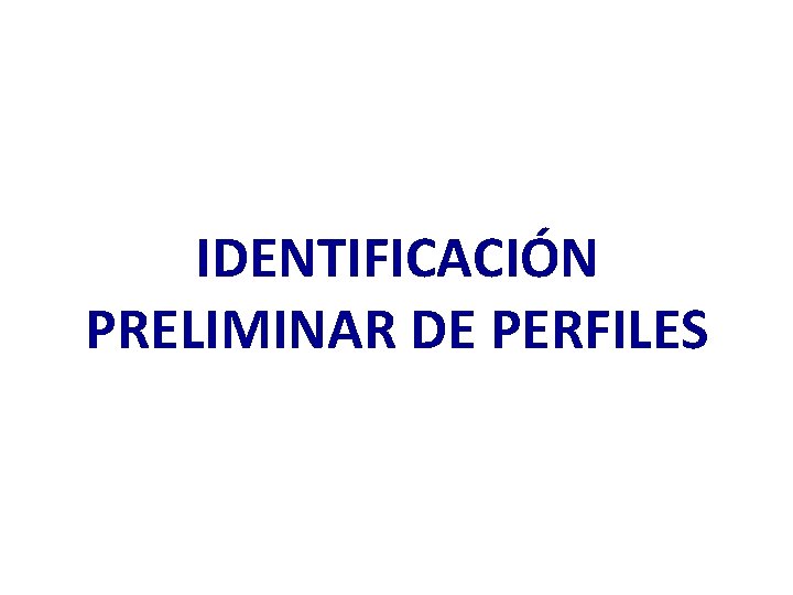 IDENTIFICACIÓN PRELIMINAR DE PERFILES 