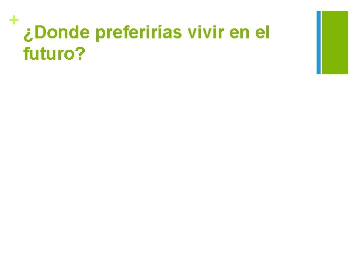 + ¿Donde preferirías vivir en el futuro? 