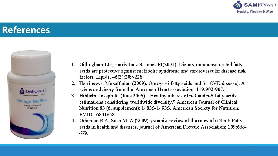 References 1. Gillingham LG, Harris-Janz S, Jones PJ(2001). Dietary monounsaturated fatty acids are protective