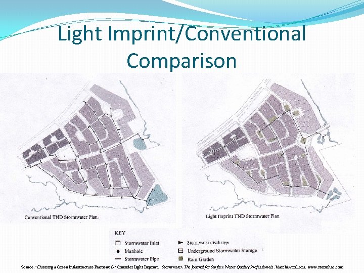 Light Imprint/Conventional Comparison Source: “Choosing a Green Infrastructure Framework? Consider Light Imprint. ” Stormwater: