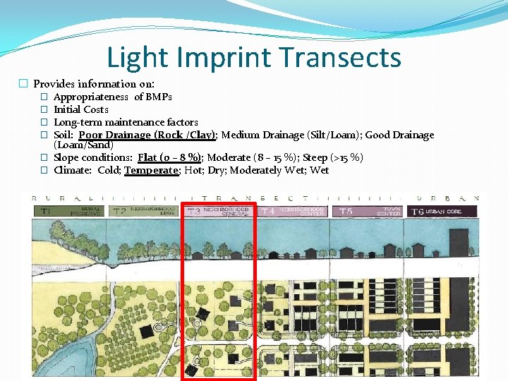 Light Imprint Transects � Provides information on: � Appropriateness of BMPs � Initial Costs