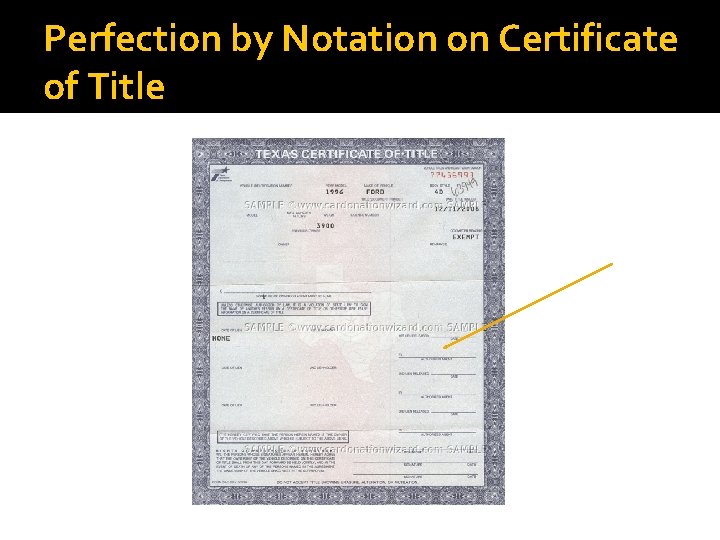 Perfection by Notation on Certificate of Title 