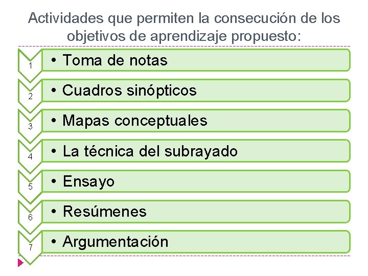 Actividades que permiten la consecución de los objetivos de aprendizaje propuesto: 1 • Toma