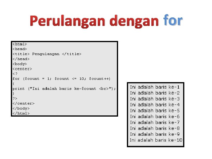 Perulangan dengan for 