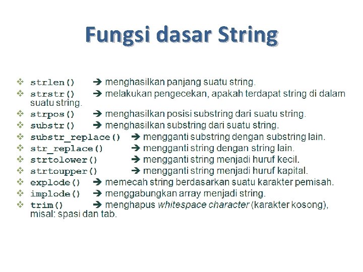 Fungsi dasar String 