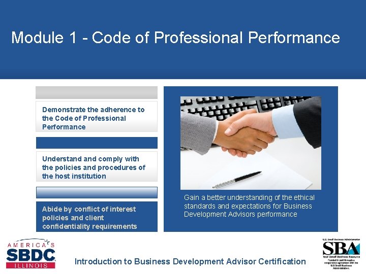 Module 1 - Code of Professional Performance Demonstrate the adherence to the Code of