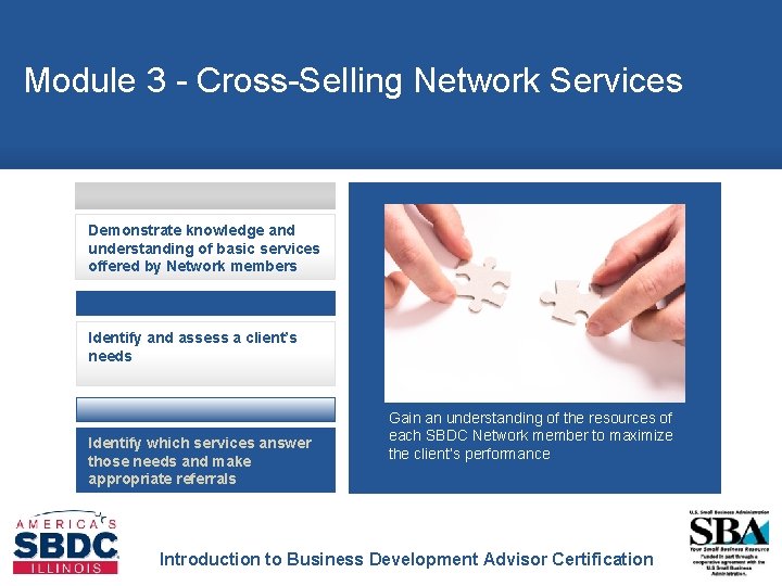 Module 3 - Cross-Selling Network Services Demonstrate knowledge and understanding of basic services offered