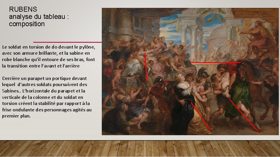 RUBENS analyse du tableau : composition Le soldat en torsion de do devant le