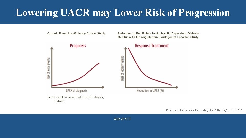 Lowering UACR may Lower Risk of Progression Reference: De Zeeuw et al. Kidney Int