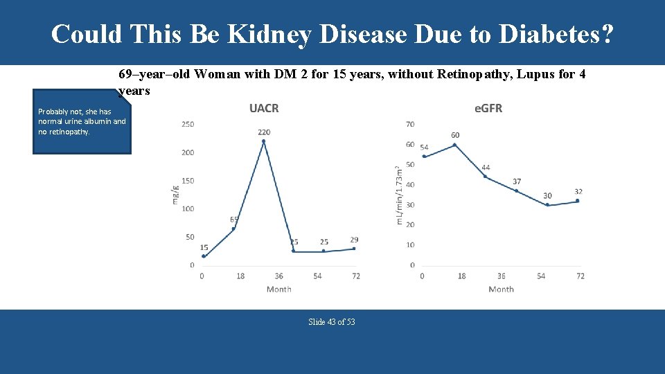 Could This Be Kidney Disease Due to Diabetes? 69–year–old Woman with DM 2 for