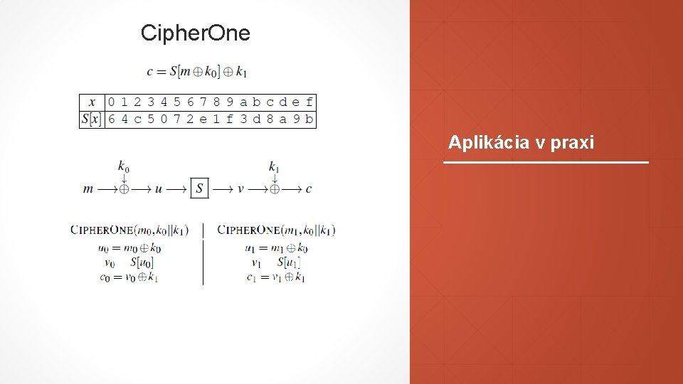 Cipher. One Aplikácia v praxi 