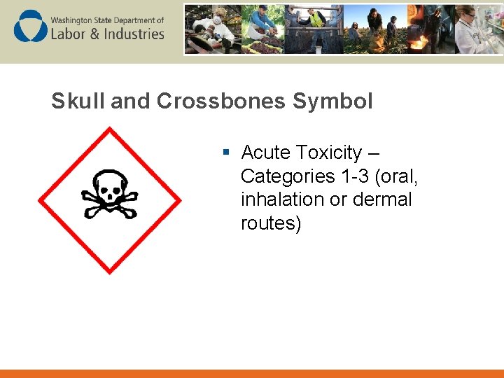 Skull and Crossbones Symbol § Acute Toxicity – Categories 1 -3 (oral, inhalation or