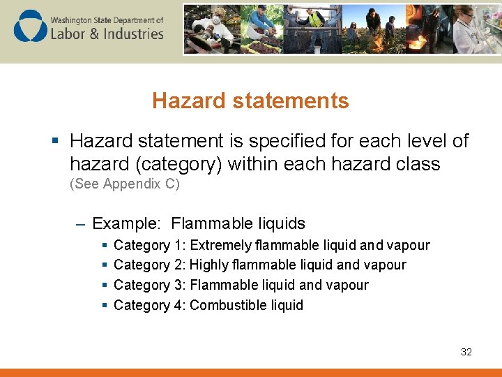 Hazard statements § Hazard statement is specified for each level of hazard (category) within