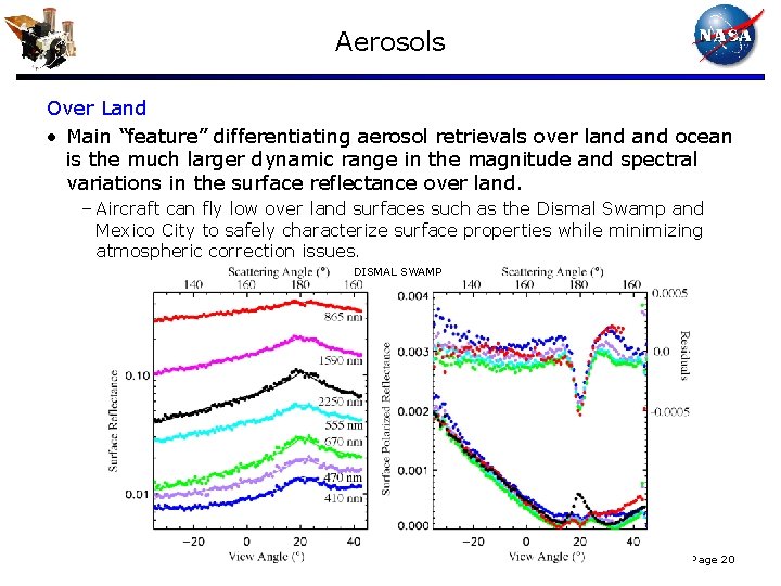 Aerosols Over Land • Main “feature” differentiating aerosol retrievals over land ocean is the