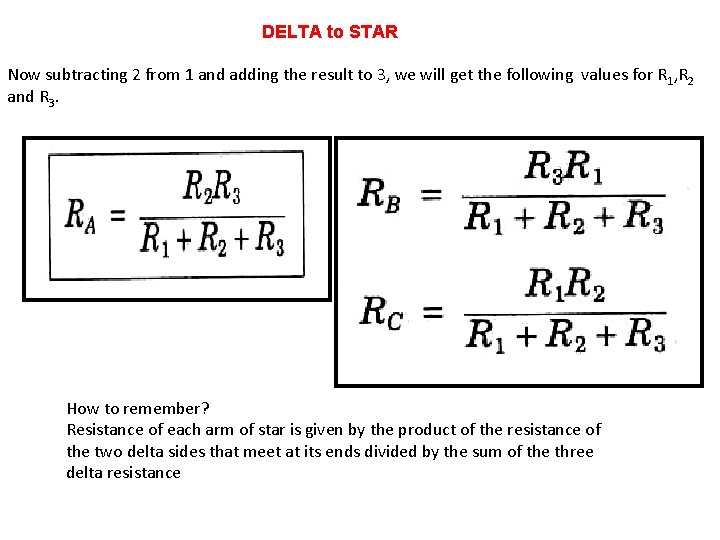 DELTA to STAR Now subtracting 2 from 1 and adding the result to 3,