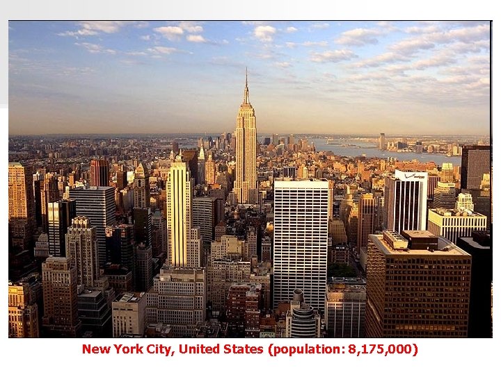 New York City, United States (population: 8, 175, 000) 