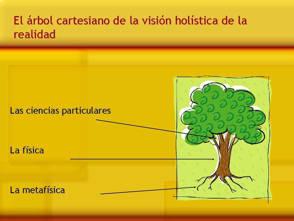 El árbol cartesiano de la visión holística de la realidad Las ciencias particulares La