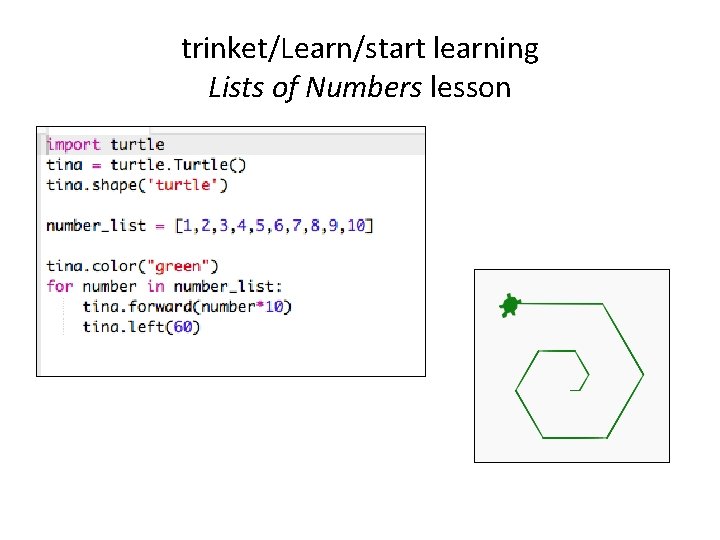 trinket/Learn/start learning Lists of Numbers lesson 