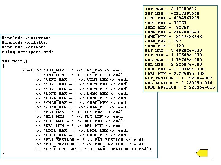 #include <iostream> #include <climits> #include <cfloat> using namespace std; int main() { cout <<