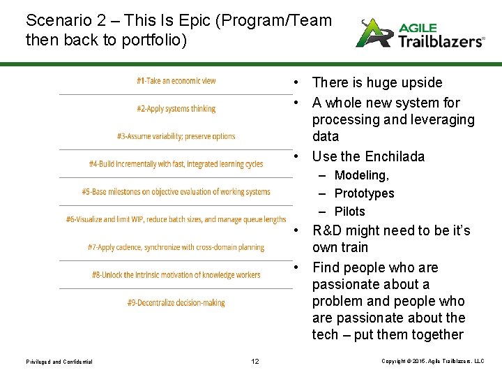 Scenario 2 – This Is Epic (Program/Team then back to portfolio) • There is