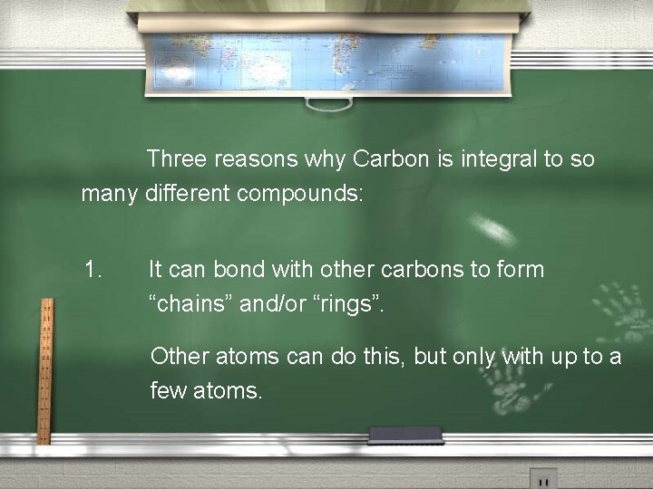 Three reasons why Carbon is integral to so many different compounds: 1. It can
