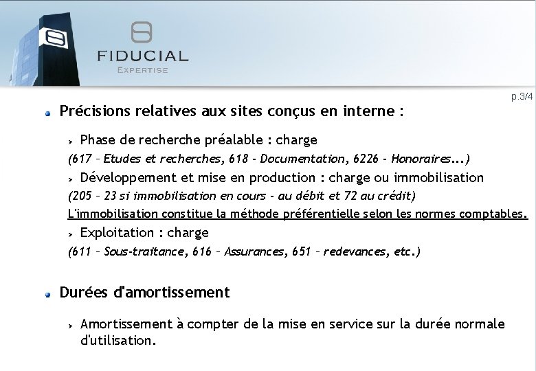 p. 3/4 Précisions relatives aux sites conçus en interne : Phase de recherche préalable