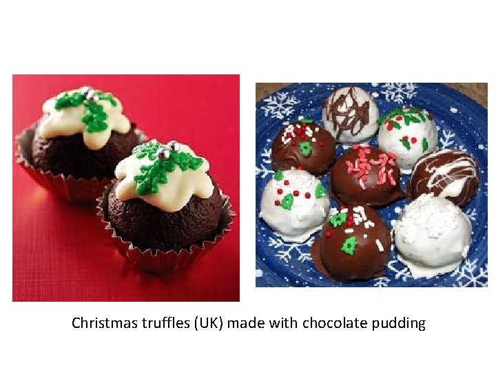 Christmas truffles (UK) made with chocolate pudding 