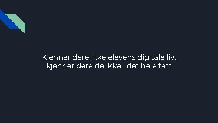 Kjenner dere ikke elevens digitale liv, kjenner dere de ikke i det hele tatt