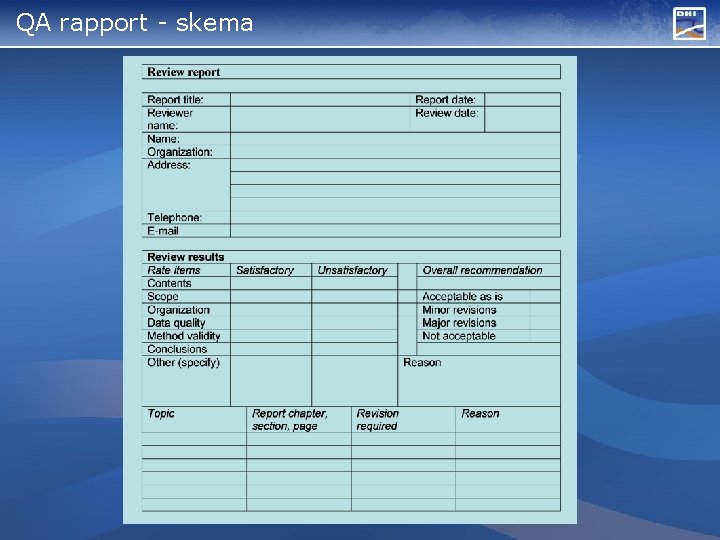 QA rapport - skema 
