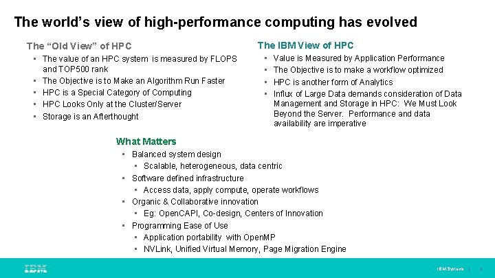 The world’s view of high-performance computing has evolved The “Old View” of HPC • The world’s view of high-performance computing has evolved The “Old View” of HPC •