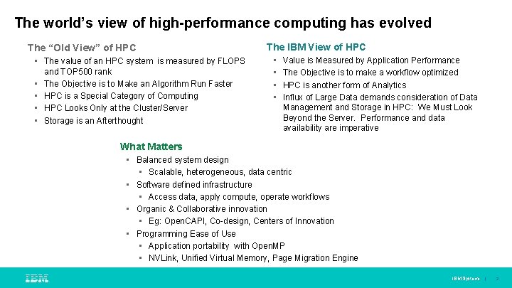 The world’s view of high-performance computing has evolved The “Old View” of HPC •