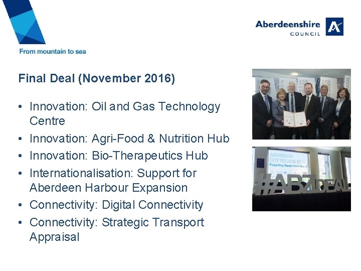 Final Deal (November 2016) • Innovation: Oil and Gas Technology Centre • Innovation: Agri-Food
