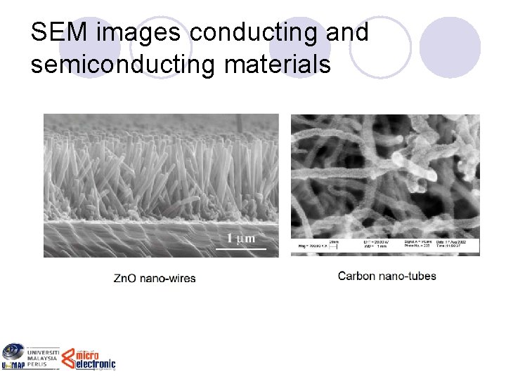 SEM images conducting and semiconducting materials 