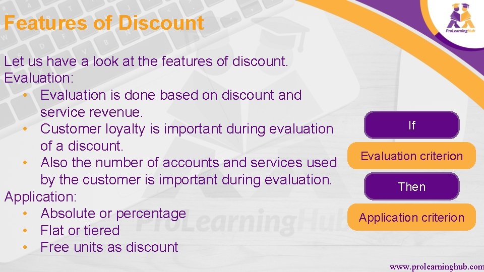 Features of Discount Let us have a look at the features of discount. Evaluation: