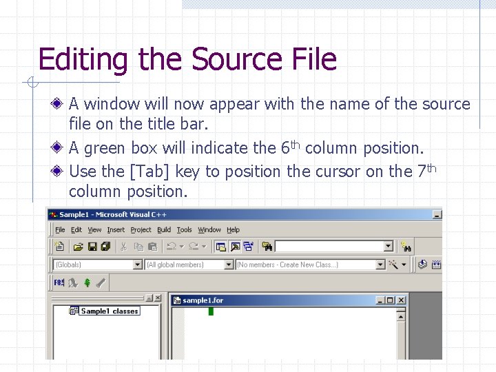 Editing the Source File A window will now appear with the name of the