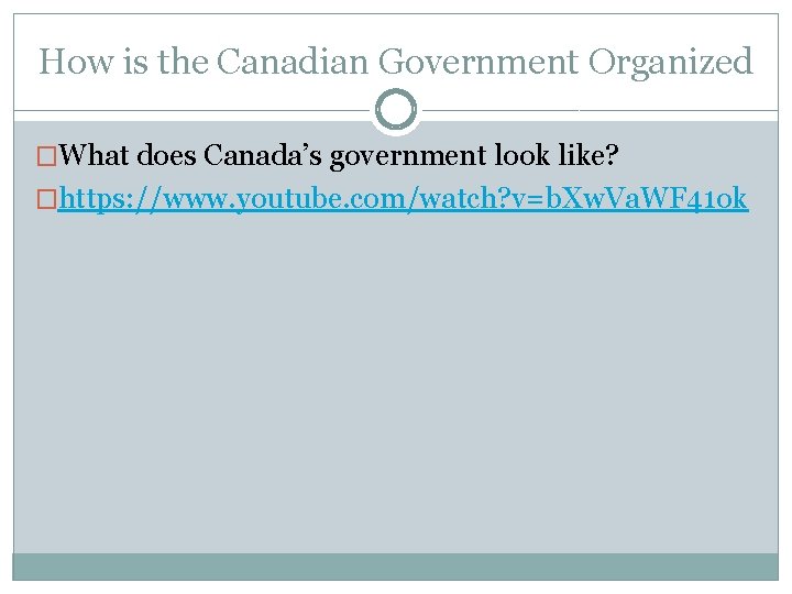 How is the Canadian Government Organized �What does Canada’s government look like? �https: //www.