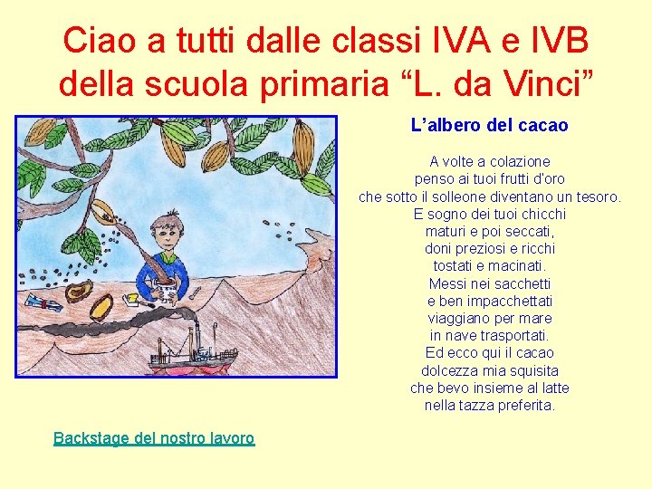 Ciao a tutti dalle classi IVA e IVB della scuola primaria “L. da Vinci”