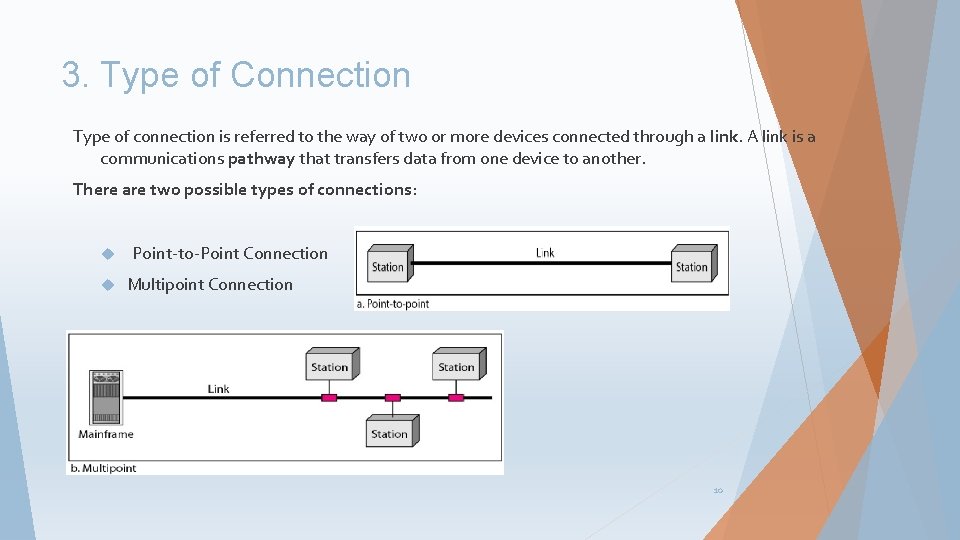 3. Type of Connection Type of connection is referred to the way of two