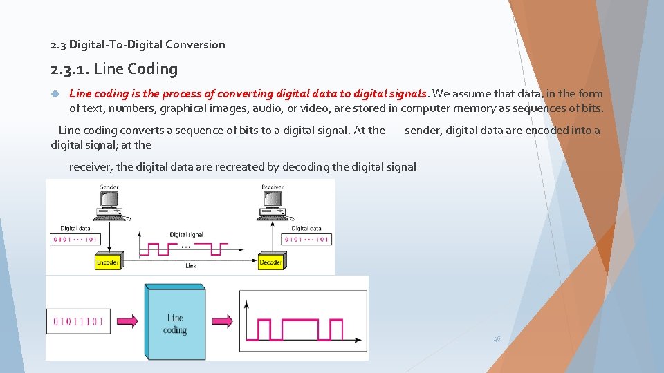 2. 3 Digital-To-Digital Conversion 2. 3. 1. Line Coding Line coding is the process