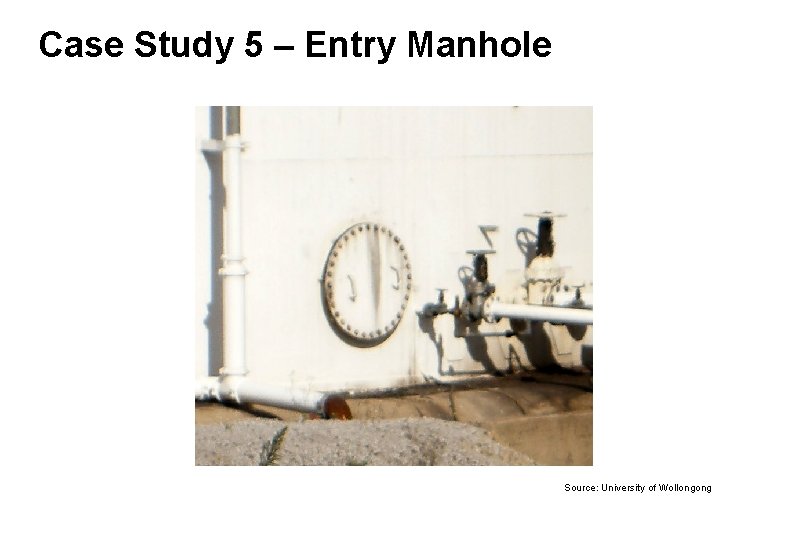 Case Study 5 – Entry Manhole Source: University of Wollongong 