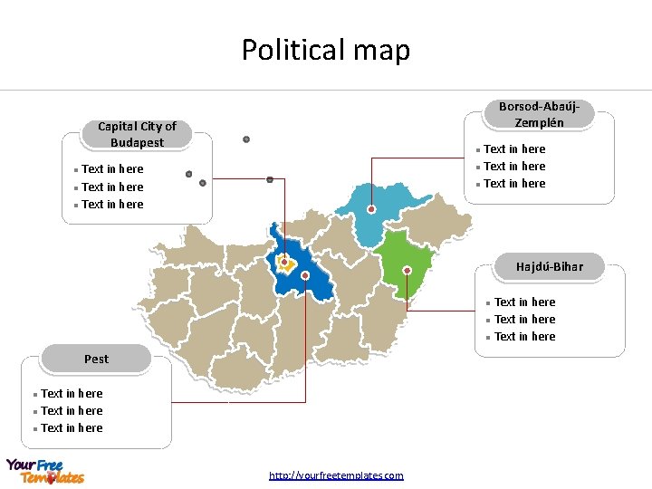 Political map Borsod-Abaúj. Zemplén Capital City of Budapest Text in here l Text in