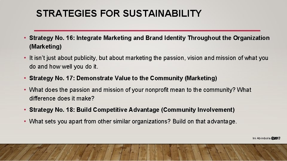 STRATEGIES FOR SUSTAINABILITY • Strategy No. 16: Integrate Marketing and Brand Identity Throughout the