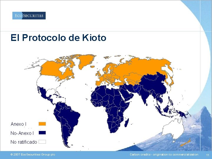 El Protocolo de Kioto Anexo I No-Anexo I No ratificado © 2007 Eco. Securities