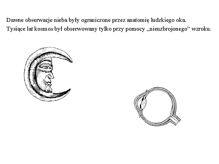 Dawne obserwacje nieba były ograniczone przez anatomię ludzkiego oka. Tysiące lat kosmos był obserwowany