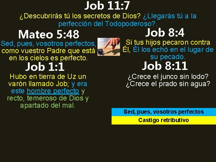 Job 11: 7 ¿Descubrirás tú los secretos de Dios? ¿Llegarás tú a la perfección