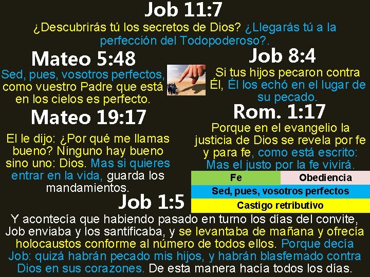 Job 11: 7 ¿Descubrirás tú los secretos de Dios? ¿Llegarás tú a la perfección