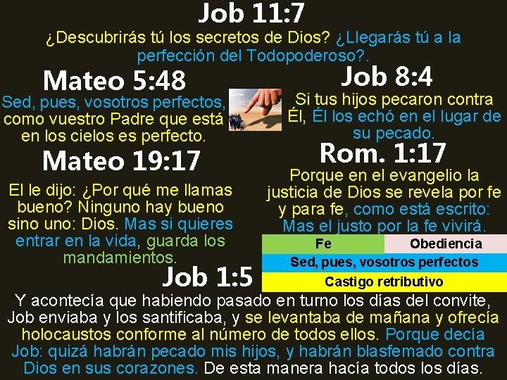 Job 11: 7 ¿Descubrirás tú los secretos de Dios? ¿Llegarás tú a la perfección