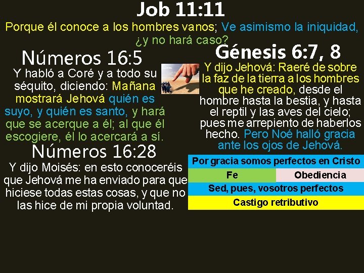 Job 11: 11 Porque él conoce a los hombres vanos; Ve asimismo la iniquidad,