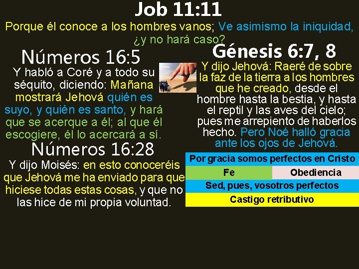 Job 11: 11 Porque él conoce a los hombres vanos; Ve asimismo la iniquidad,